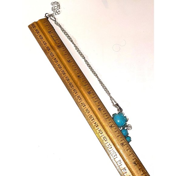 Silver Tone Western Rose Faux Turquoise Adjustable Statement Necklace Jewelry - Picture 7 of 11